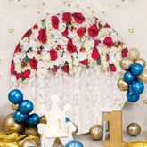 Aperturee - White And Red Floral Round Wedding Backdrops